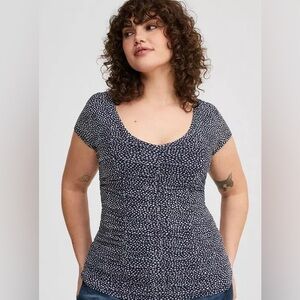 Torrid Navy and White Polka Dot Blouse